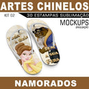 Artes Namorados Chinelos Kit 2 Sublimação Mockups