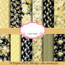 Papel Golden Garden Floral Amarelo Digital + Brinde