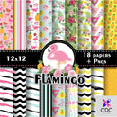 Kit Digital Papel Scrapbook Flamingo + Elementos