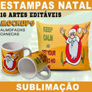 Artes Prontas Canecas Almofadas Natal Papai Noel Sublimação