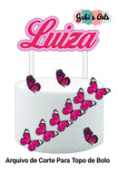 Arquivo De Corte Tema Borboleta Rosa 1 (para Topo De Bolo)