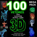 100 Luminárias 3d-acrílico- Led Vetores/cnc-router-laser
