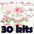 30 Kit Scrapbook Florais Papel Digital Png 681 Imagens+brind