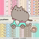 Kit Digital Gatita Pusheen Papeles + Clipart