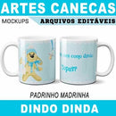 Estampas Canecas Madrinha Padrinho Editáveis Mockups Dinda