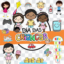 Kit Digital Dia Das Crianças Flork Letrinhas Arquivos Png