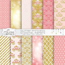 Papel Digital Realeza Rosa Glitter Princesas Scrap+ Brinde
