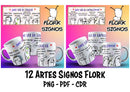 Pack De Artes Para Canecas Signos Flork | Png, Pdf E Cdr