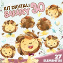 Kit Digital África Safari Aquarela 30a