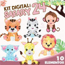 Kit Digital África Safari Aquarela 24