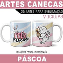 Pacote Artes Estampas Canecas Páscoa Frases Coloridas Png