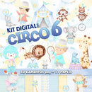 Kit Digital Circo Azul Aquarela