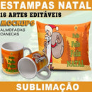 Artes Prontas Canecas Almofadas Natal Papai Noel Sublimação