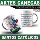 Pacote 30 Artes Editáveis Canecas Santos Católicos Mockups