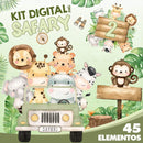 Super Combo Digital - 5 Kits Safari Aquarela Png