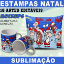 Artes Prontas Canecas Almofadas Natal Papai Noel Sublimação